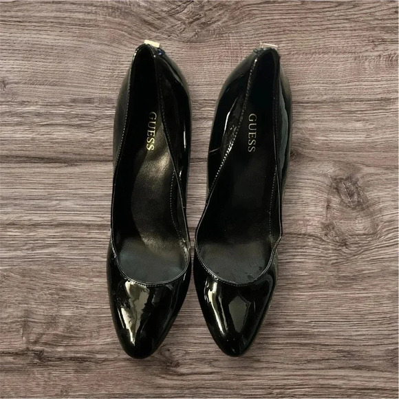 GUESS black patent leather platform heels pumps sz 9 nwob - Picture 3 of 5